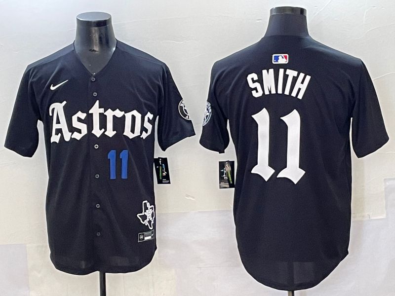 Men 2025 Houston Astros 11 Smith Black Five generations Joint Name Nike MLB Jersey style 32
